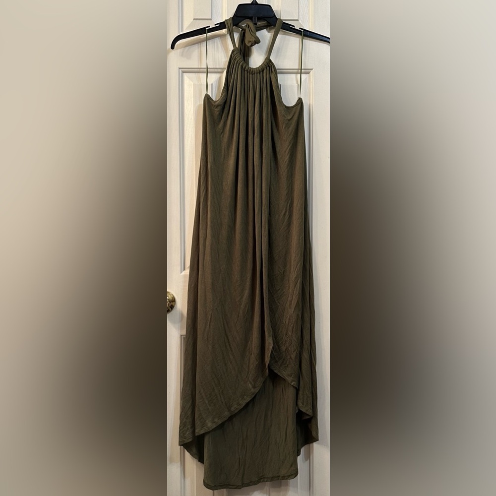Annabelle Olive Green Halter Top Dress, Size 3X
